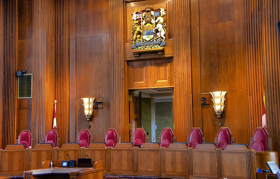 La salle d'audience de la Cour suprême du Canada